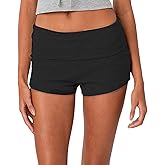 Women Low Waist Lounge Shorts Fold Over Skinny Pajamas Shorts Summer Casual Pj Bottom Sleep Shorts