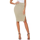 EXCHIC Women’s Pencil Skirt Bodycon Business Skirt Side Slit Hem