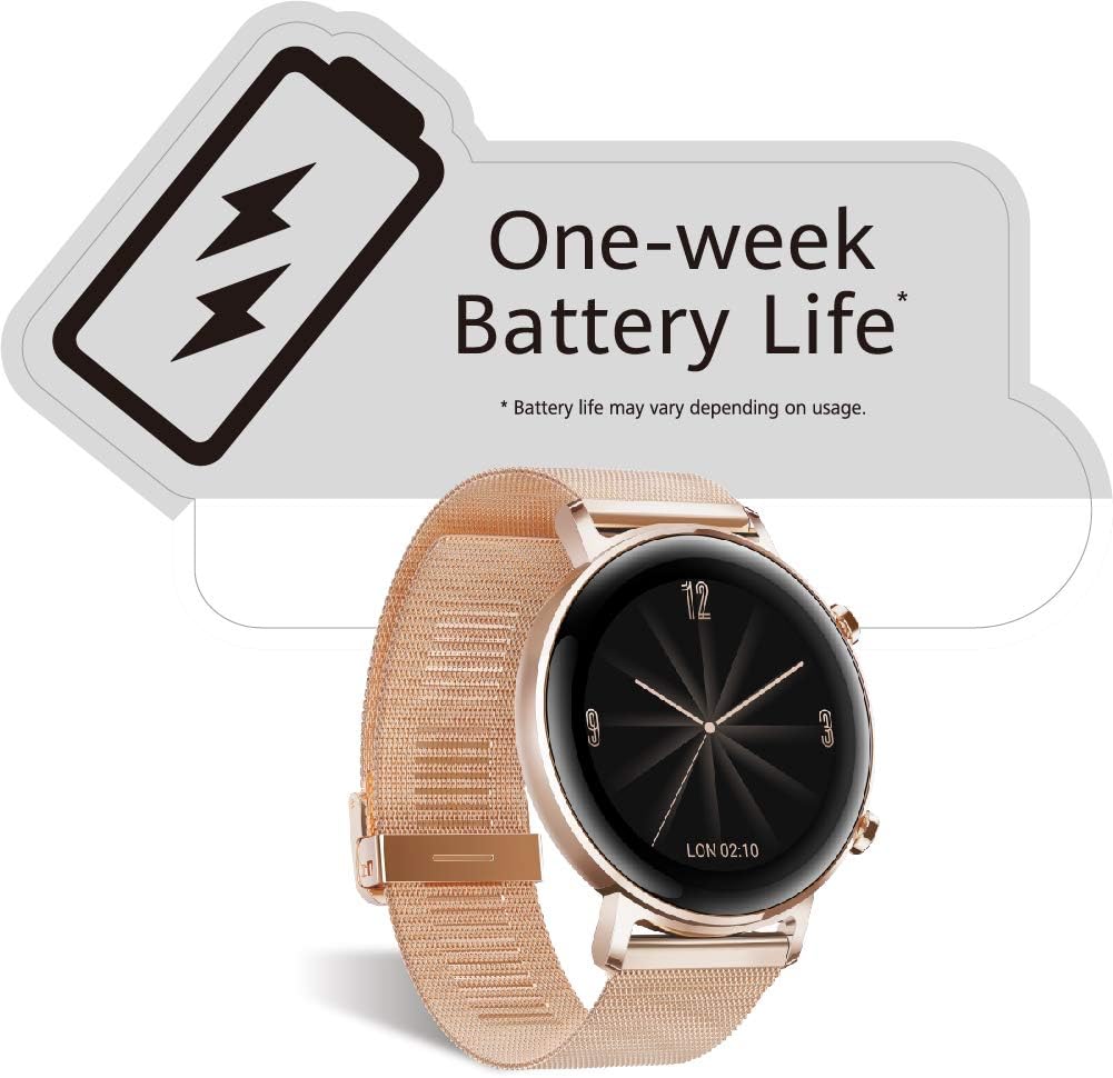 HUAWEI Watch GT 2 (42 mm) Smart Watch, 1.2 Inch AMOLED Display with 3D Glass Screen, 1 Week Battery Life, GPS, 15 Sport Modes - Image 3