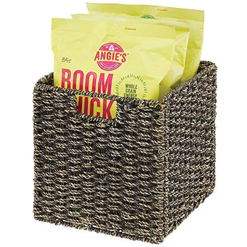 mDesign Seagrass Woven Cube Storage Bin Basket Organizer with Handles