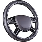 Amazon Basics Leatherette Steering Wheel Cover, 15″, Black