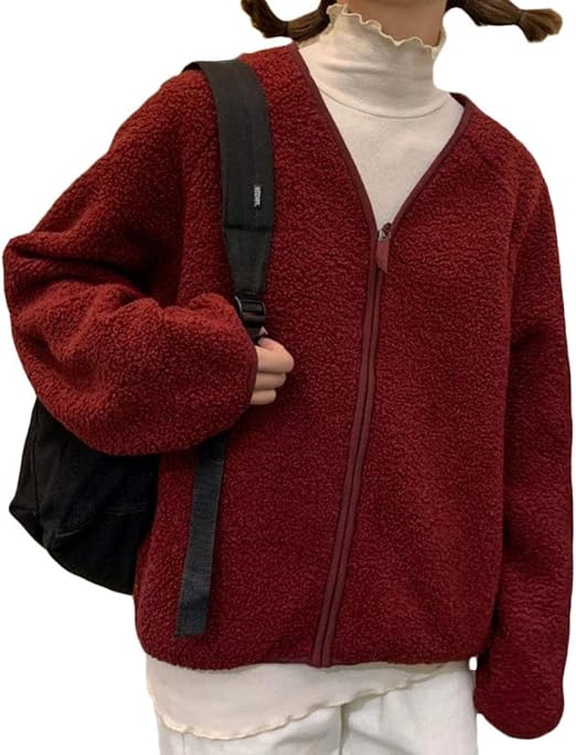Amazon Bestmood ボアブルゾン レディース ゆったり ボアジャケット フリース ノーカラー ジャケット 防寒 もこもこ アウター 防寒 カジュアル コート おしゃれ 通学 秋 冬 Freesizeレッド コート ジャケット 通販 Amazon Bestmood ボアブルゾン レディース ゆったり ボアジャケット フリース ノーカラー ジャケット 防寒 もこもこ アウター 防寒 カジュアル コート おしゃれ 通学 秋 冬 Freesizeレッド コート ジャケット 通販