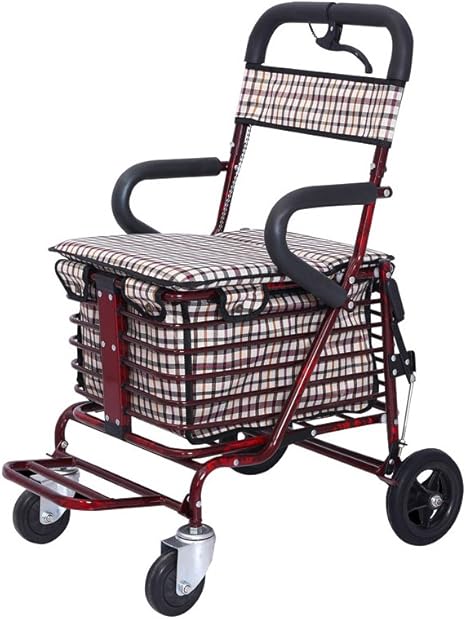 Amazon Co Jp Yxsd シニア ウォーカー トロリー ショッピングカートカンシット老人旅行高品質スチール折りたたみ車のサイズ 53 45 90センチメートル ホーム キッチン