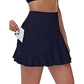MIVEI Swim Skirts for Women Tummy Control - High Waisted Ruffle Tankini Swimsuit Bathing Suit Bottoms with Zipper Pocket