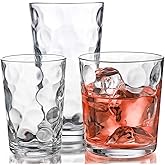Home Essentials & Beyond Glassware Set 18 Piece Mixed Drinkware Set. 6 Highball Tumblers-17 oz., 6 Rock Whiskey-13 oz., and 6 Juice-7 oz. All Size Glass Cups Drinking Glasses. (Design on Inner Glass)