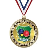 2.75" Bocce Ball Medals, Gold Vega Trophy Award With Free Neck Ribbon Prime