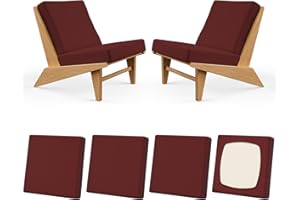 Vorshape 4Pcs Patio Stretch Cushion Covers, Outdoor Couch & Sofa Replacement Slipcovers for Patio Furniture Cushion Covers, Washable Reusable Furniture Protector, Square Large, Wine Red