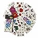 Floral Butterfly Tattoos (Pack of 12 Sheets) Bright Colorful 3D Flower Temporary Tattoo