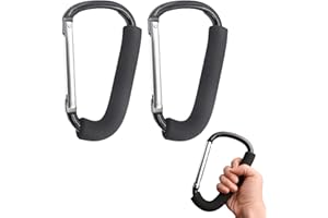 AXOMPLX 2 Pack Stroller Hooks, 6.3" Large Stroller Clip D Shape Large Buggy Pram Pushchair Stroller Clip for Hanging Bags and