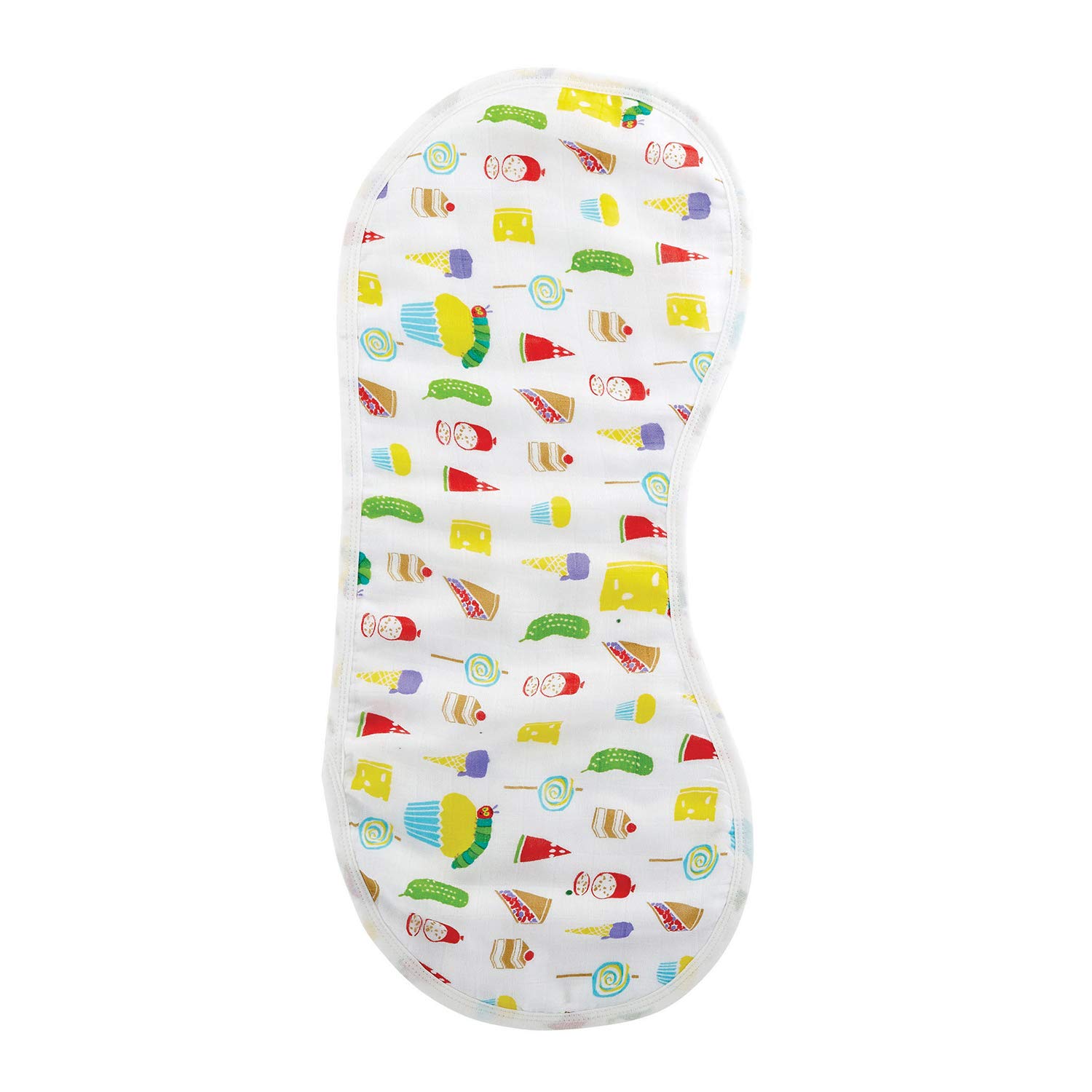 Stephan Baby Eric Carle Viscose Cotton Muslin Burp Pad, Available in 2 Designs, Very Hungry Caterpillar Junk Food Multicolored, One Size