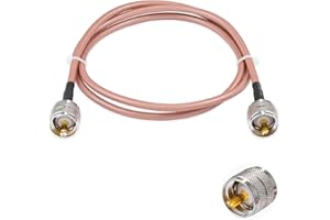 POBADY UHF Male PL-259 to Male Low Loss Coax Cable UHF Jumper Cable PL-259 RG400 3FT/1M for Walkie Talkie CB Radio SWR Meter Antenna Analyzer