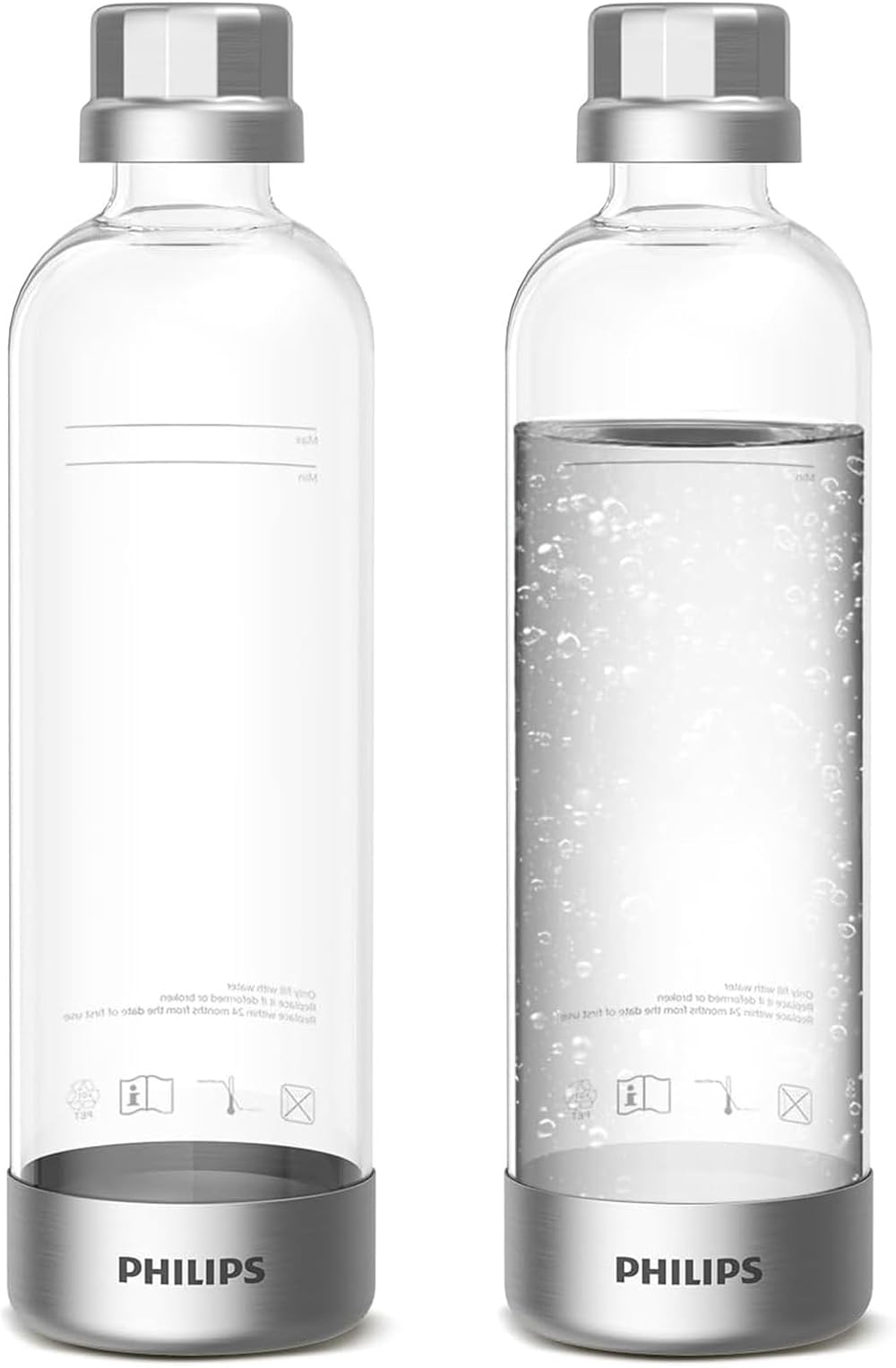 Philips Carbonating Bottles 1L Twin Pack Reusable PET Sparkling Water Bottles