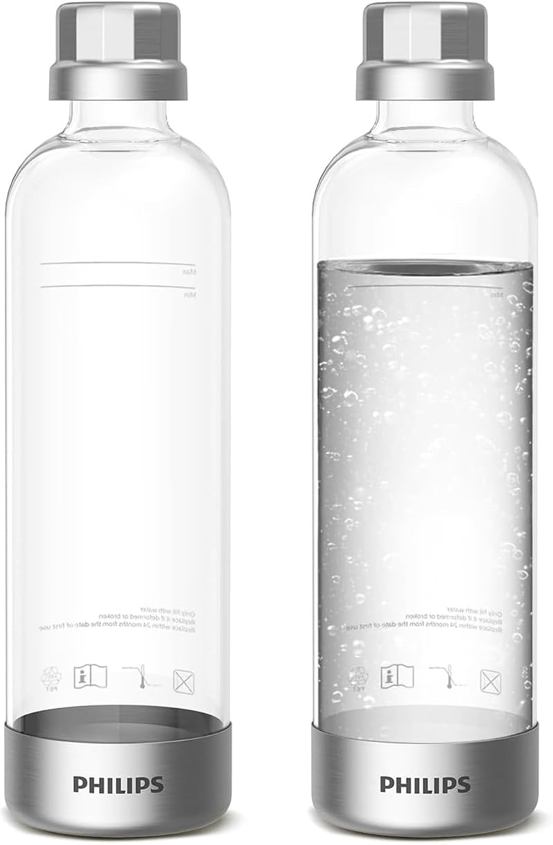 Philips Carbonating Bottles 1L Twin Pack Reusable PET Sparkling Water Bottles
