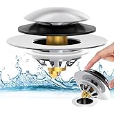 Bathtub Drain Stopper with Hair Catcher, Anti Clogging Bath Tub Drain Stoppers, Replaces Lift and Turn, Tip-Toe and Trip Lever drains for Tub, Easy Install and Clean (Chrome Silver)