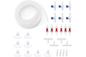 pewyoke Premium 25FT 3/16inch Air Hose for Aquarium with Connector,Check Valve, Control Valve Accessories (Translucent, 25 ft.)
