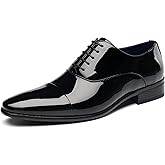DECARSDZ Mens Faux Patent Leather Classic Lace-up Formal Oxford Tuxedo Dress Shoes