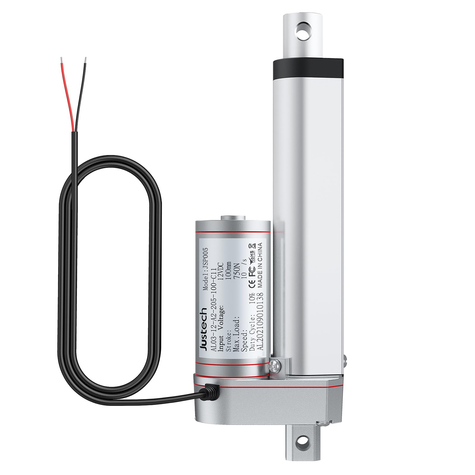 Justech 100mm Linear Actuator Motor Heavy Duty 160lbs DC 12V for Auto Car RV Electric Door Opener Industrial Agricultural Machinery Clean Sweeping Vehicles Vessels Cargo Medical Window.