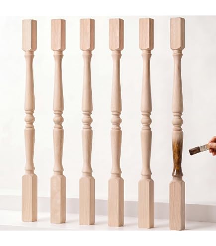 6Pcs Unfinished Wooden Spindles – 13x1 Inch DIY Baluster For Staircases, Handrails, Furniture & Crafts