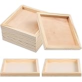 ULTECHNOVO Wooden Nested Serving Trays - Set of 6 Unfinished Trays with Cut-Out Handles for Crafts, Serving, and Home Décor (Square)