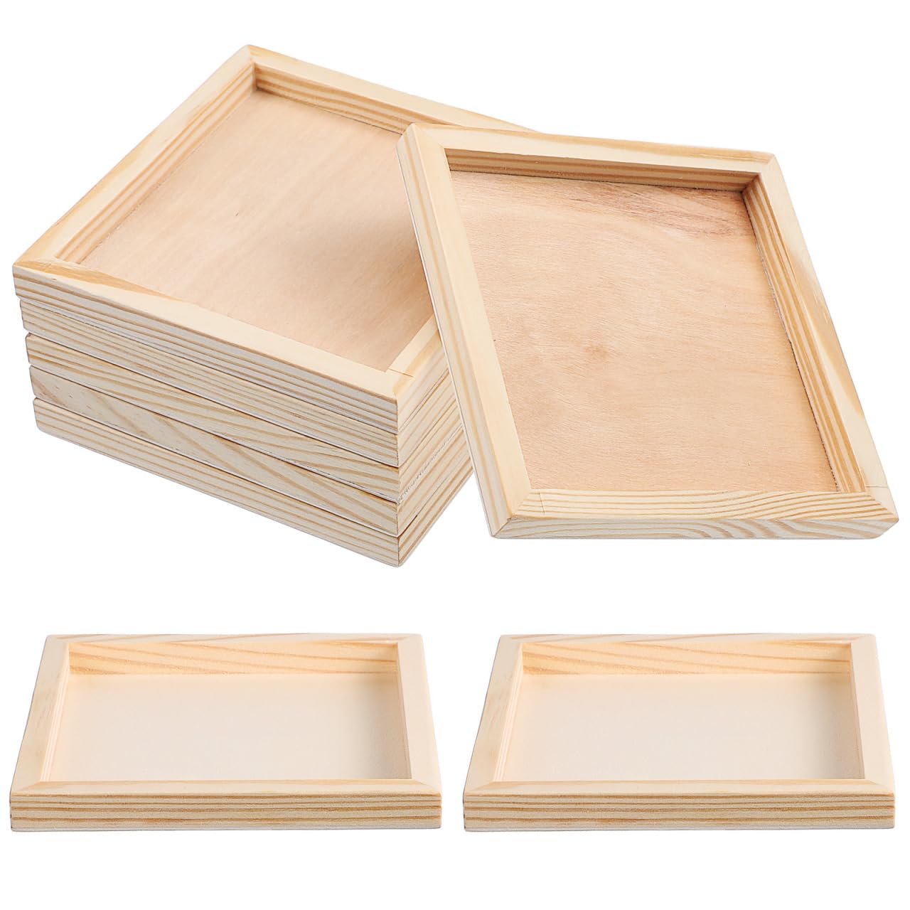 6 Pack Unfinished Wooden Puzzle Trays (12x12cm) - Square Wood Serving Tray for 9/16 Cube Puzzles, Natural CraftTrays for DIY Art, Sorting & Jewelry Storage, Small Montessori WoodTrays for Kids