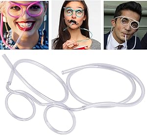 Funny straw Glasses Flexible Drinking Straw Novelty Eyeglass Frame Bar Accessories for Birthdays, Bridal Showers, Party Supplies, Favors, Game Ideas（crystal）