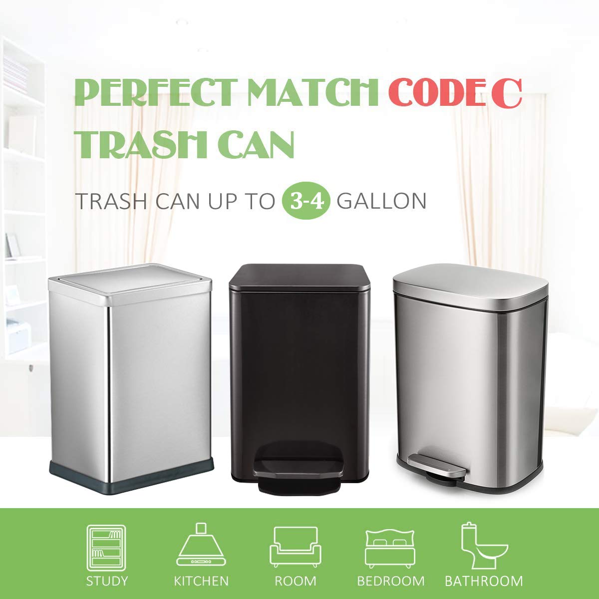 4 Gallon 160 Counts Strong Drawstring Trash Bags Garbage Bags by Teivio, Bathroom Trash Can Liners fit 12-15 Liter Trasn Bin, Small Plastic Bags for home office kitchen, White Wastebasket Liners