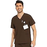 COZYFIT Scrub Top for Men - Stretch V-Neck Scrubs with 3 Pockets, Anti-Wrinkle Scrubs for Men