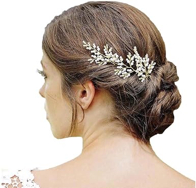 Amazon Com Campsis Gold Beaded Bride Wedding Hair Pins Leaves