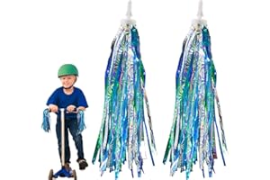 1Pair Kids Bicycle Tassel Ribbon Streamers,Colorful Pom-pom Pair for Scooter & Bike Handlebars, Sparkle Grips Accessory Set