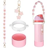 Silicone Boot Set for Owala Water Bottle 24 oz 32 oz with Handle Strap and Charm Compatible with Owala Freesip, Water Bottle Straps for Carrying for Owala Tumbler Non-Slip Silicone Boot Keychain Charm