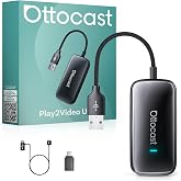 OTTOCAST Play2Video Ultra Wireless CarPlay Adapter AI Box 2026 | For OEM Wired CarPlay, Dual WiFi Auto-connect, Plug &amp; Play with Bluetooth 5.4