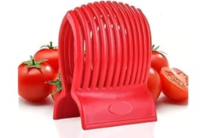 WOIWO Multi use Tomato Slicer Holder Potatoes Round Fruits Vegetables Tools Kitchen Cutting Aid Get Perfectly Sliced Tomato A