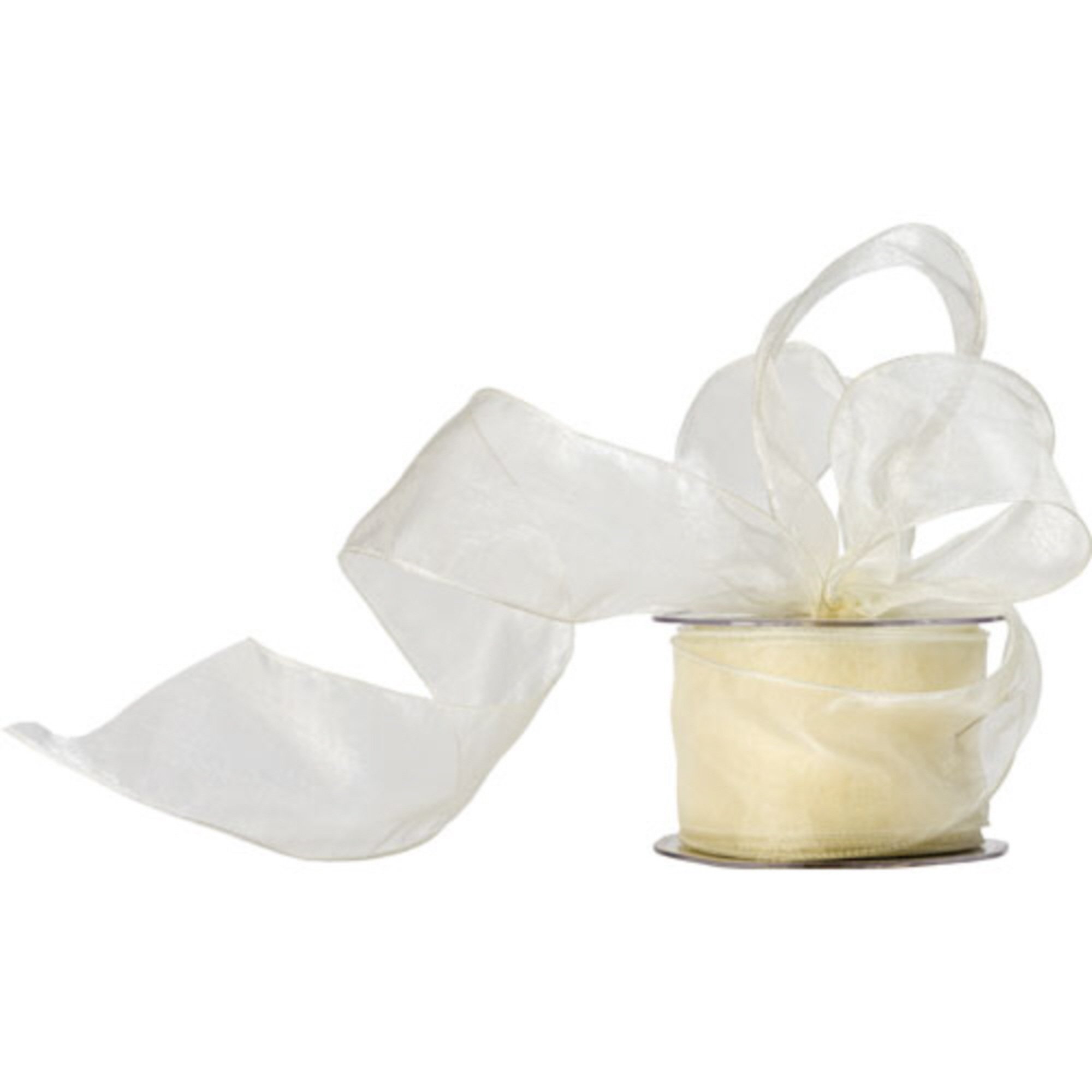 Truly Madly Deeply Ivory 60mm Wide x 20 Metre Long Reel of Wired Organza Ribbon. Great for Birthday Decoration, Gift wrap, Christmas Ribbon, Wreath Making Supplies, DIY Crafting