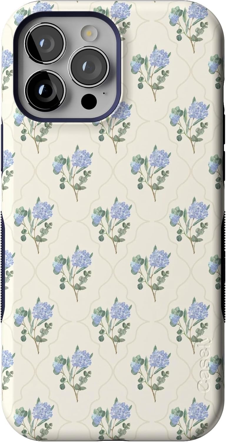Casely iPhone 13 Pro Case | Vintage Garden | Blue Hydrangea | Bold Protective Design | Compatible with MagSafe Image