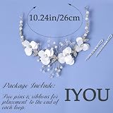 IYOU Princess White Flower Headpiece Pearl Crystal Bridal Wedding Hair view 3