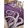 USA RUGS Octopus Tail Purple 100% Woolen Handmade Tufted Oriental Rugs & Carpet (5'x8')