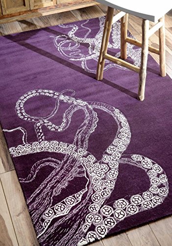 USA RUGS Octopus Tail Purple 100% Woolen Handmade Tufted Oriental Rugs & Carpet (5'x8')