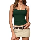 MANGOPOP Womens Camisole Tank Tops Square Neck Spaghetti Strap Cami Double Lined Sleeveless Crop Top Sexy Shirts