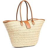 L*Space Alfie Bag, Featuring Faux Leather Straps, Magnetic Flap Closure and Multipurpose Cornhusk Body, Large Tote Bag, Natural