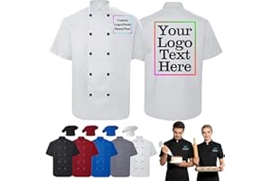 Custom Men Chef Coat Personalized Chef Jacket with Name Logo Text Customized Chef Uniform Work Shirt with Hat