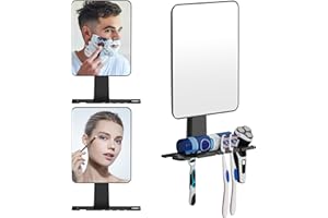 Jobsonslates Fogless Mirror for Shower, Shaving Mirror for Shower Fogless, NO-Drilling & Removable Fogless Shower Mirror, Bathroom Shower Shaving Mirror with Razor Holder (1 Pcs)
