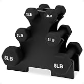 BalanceFrom Neoprene Dumbbell Set with Rack - Non-Slip Strength Training Weights for Home Gym &amp; Fitness Equipment, Multiple Sizes