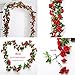 YILIYAJIA 3PCS Artificial Rose Garlands Silk Fake Rose Flowers Green Leaves Vine for Home Hotel Office Wedding Party Garden Craft Art Decor (Red Color)