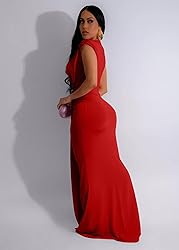 Memoriesea Women's Elegant Sleeveless Deep V Neck