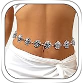 Abien Womens Skull Belly Chain Silver Halloween Belt Chain Punk Skull Waist Chain Gothic Chain Belt for Outfit Jeans Dress