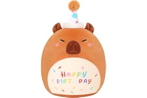 SQEQE Capybara Stuffed Animal Toy Happy Birthday Capybara Plush Birthday Plushies Doll Home Decor for Girls Boys Kids 10 Inch
