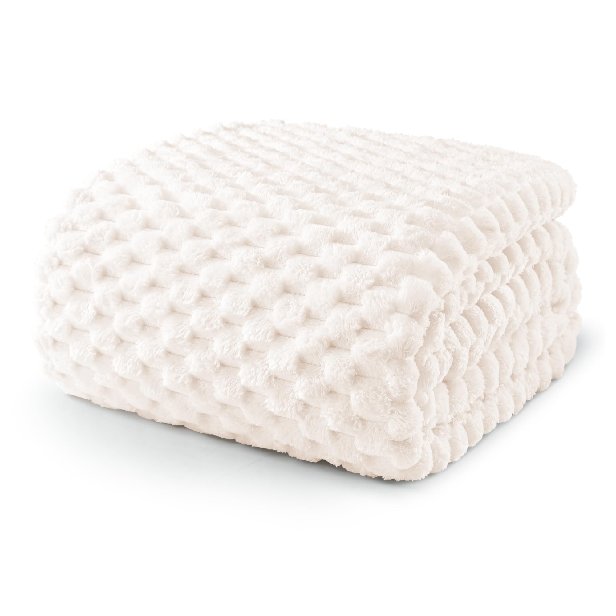 Exclusivo Mezcla Fleece Double Size Blanket for Bed, Large Fuzzy Ivory Bed Blankets, Soft Cozy Plush Sofa Throws for All Seasons, 230x168 CM