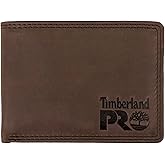 Timberland PRO Men's Slim Leather RFID Bifold Wallet with Back Id Window