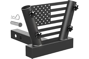 Boslla Hitch Mount Dual Flag Pole Holder Fits Standard 2" Inch Receivers - Compatible with Jeep Truck SUV RV Pickup Camper Trailer with Anti-Wobble Screw