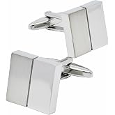 Jonwo Silver Classic Square Cufflinks for Men with Gift Case | Brush Shinny Men's Women Cuff Links Set Jewelry for Wedding, Party, Daily, Office, Formal Casual Wear Business Tuxedo Dress